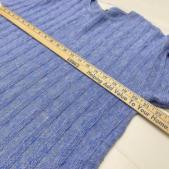 J. Jill Blue Round Neck Tunic Length Ribbed Knit Sweater Button Detail Sz M - Picture 8 of 11